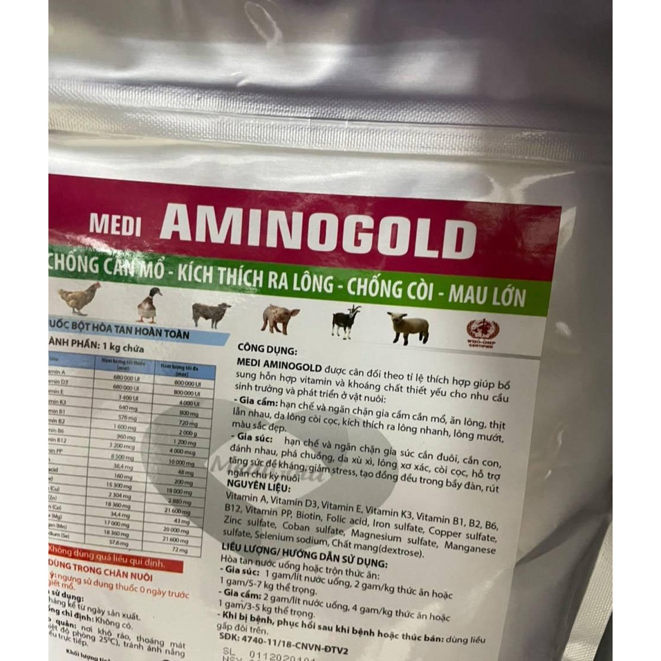 [ Hàng Chính Hãng] AMINOGOLD CHỐNG CẮN MỔ MAU RA LÔNG gói 100gr