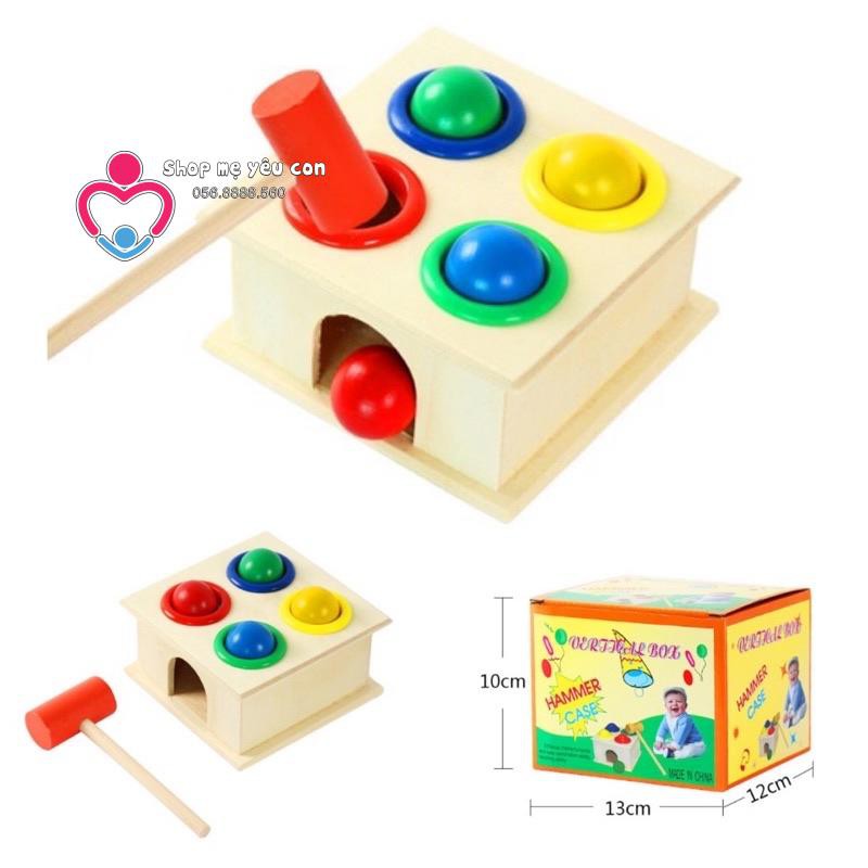 Đồ chơi hộp đập bóng búa gỗ và 4 bóng vui nhộn cho bé