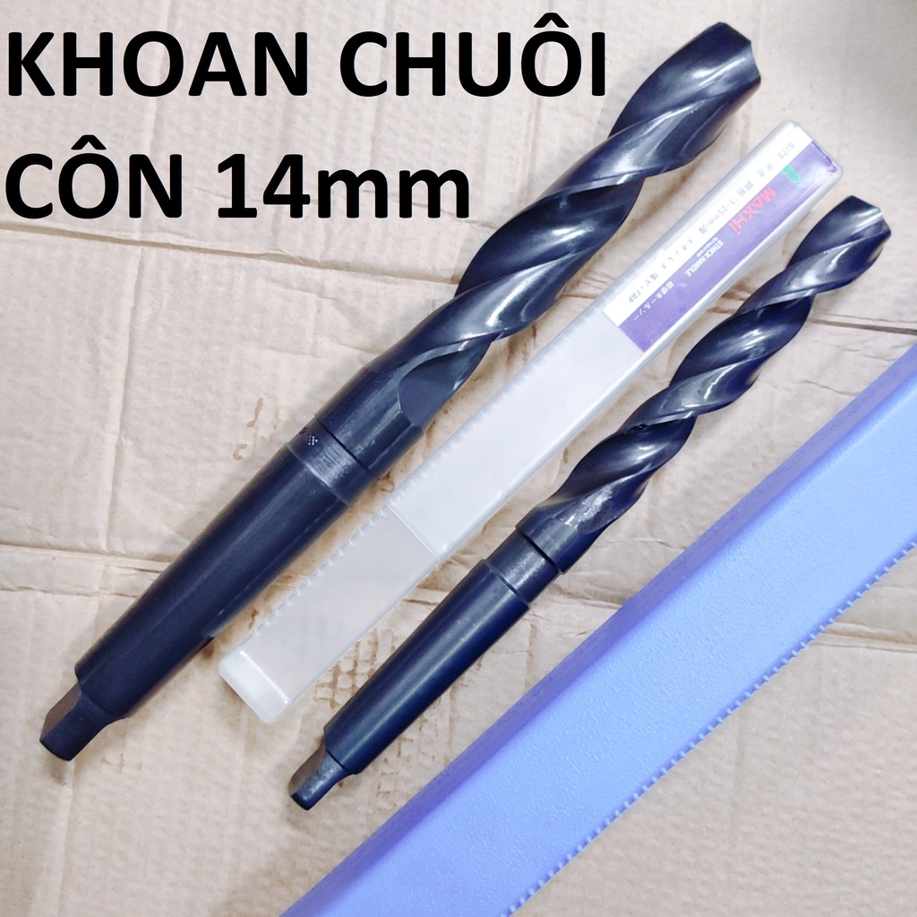 Mũi khoan chuôi côn 14mm, chuôi côn MT1, chiều dài lưỡi 108mm, chiều dài tổng 189mm