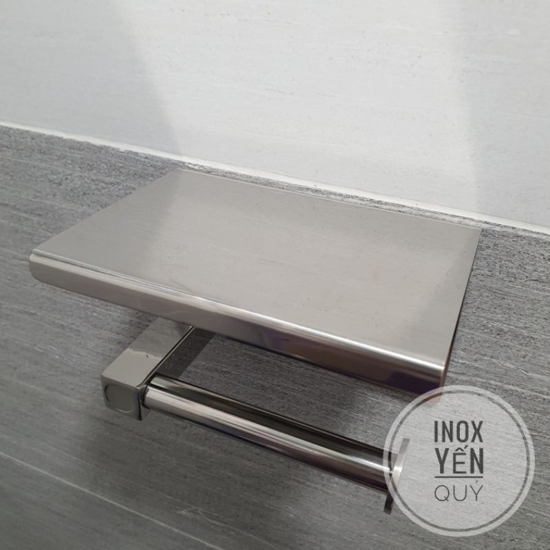 SUS304 Giá treo giấy vệ sinh - kệ để giấy inox có chỗ để điện thoại