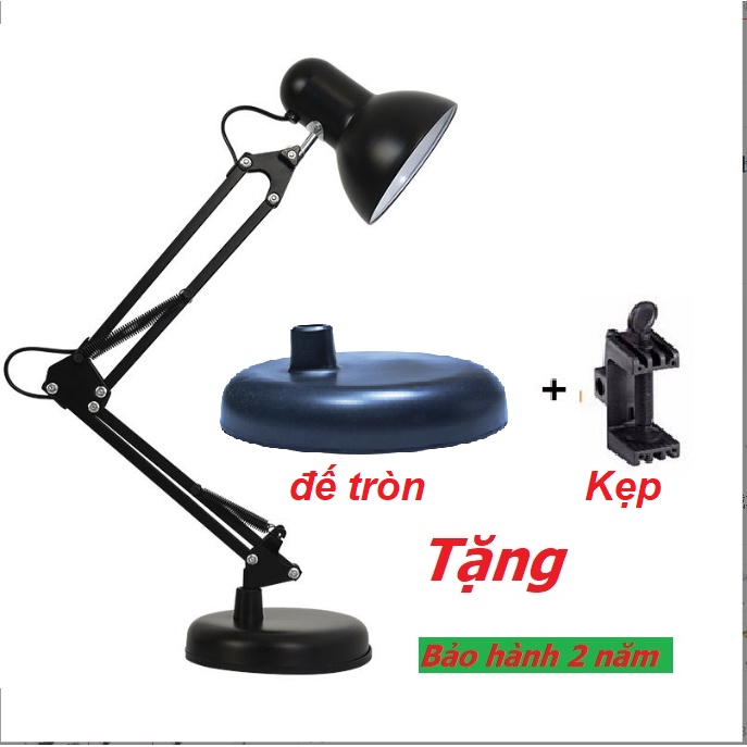 Đèn để bàn kèm kẹp bàn đa năng Đen( bao gồm bóng đèn)