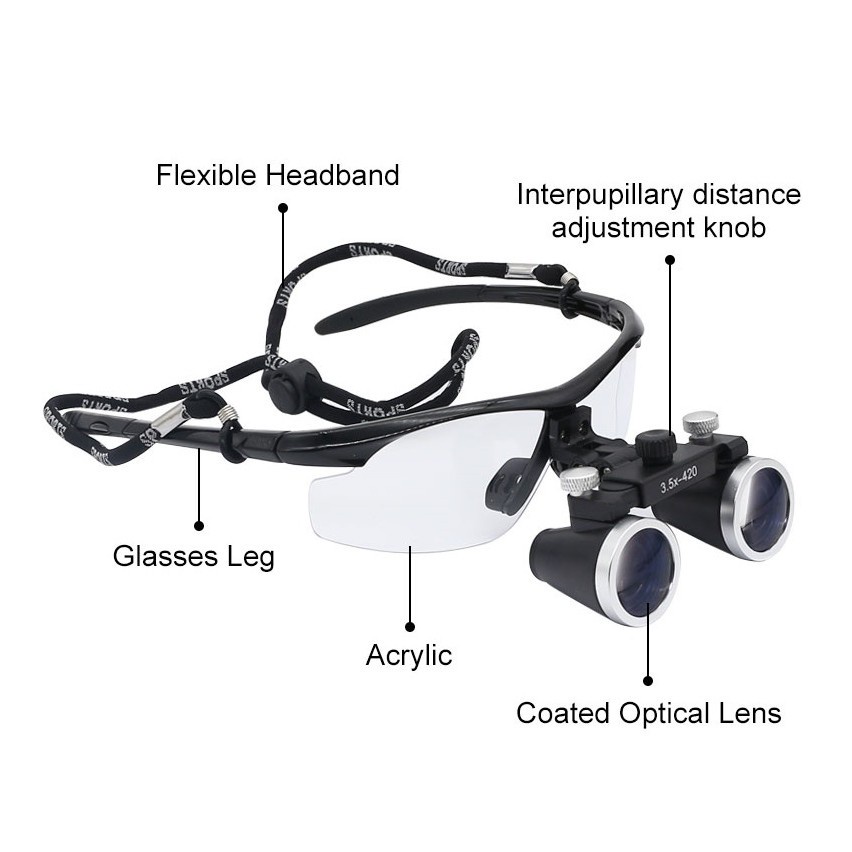 Kính Lúp Phóng Đại 2.5X 3.5X Có Đèn LED Chuyên Dùng Trong Nha Khoa