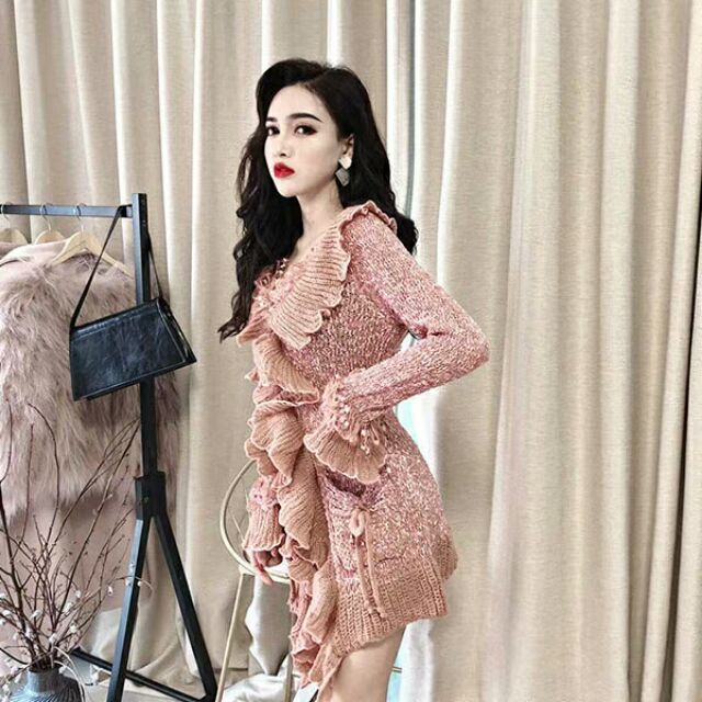 Đầm thiết kế phối bèo cao cấp