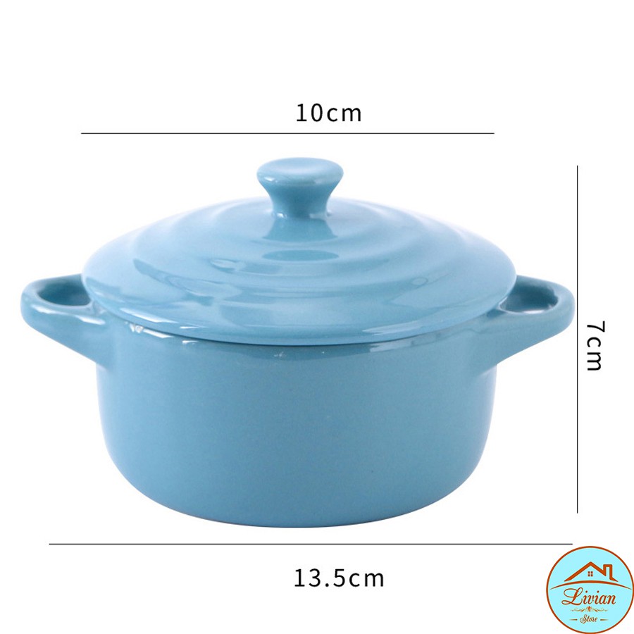 Khuôn sứ ramekin, khuôn bánh flan bằng sứ có nắp 9.5cm nhiều màu sắc