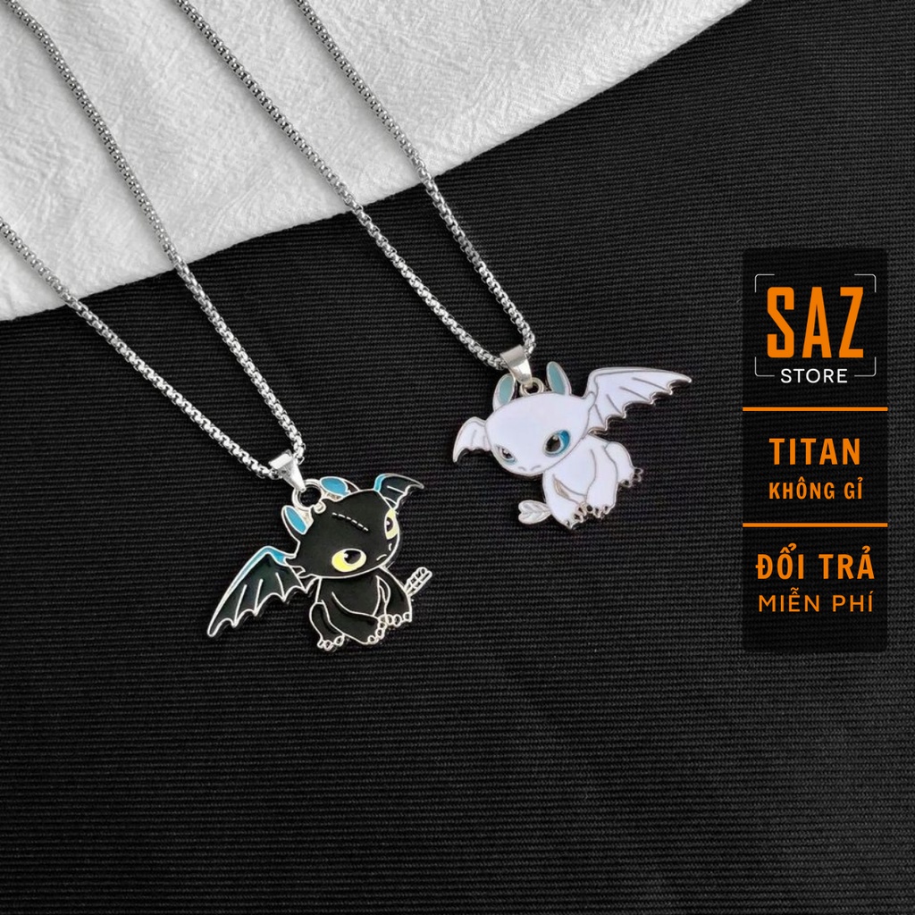 Dây Chuyền Vòng Cổ Cặp Đôi Bí Kíp Luyện Rồng Night Fury Chains How To Train Your Dragon Titan Không Gỉ- Night Fury