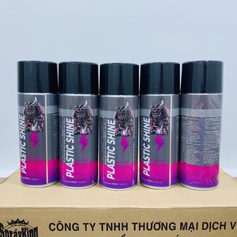 Chai phục hồi nhựa nhám đen SPRAYKING Plastic Shine phục hồi, bảo vệ nhựa nhám, cao su vỏ xe