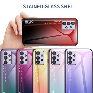 Ốp điện thoại cứng mặt kính màu sắc thời trang cho Samsung Galaxy A32 A22 A72 A52 4G Quantum 2 A82 5G