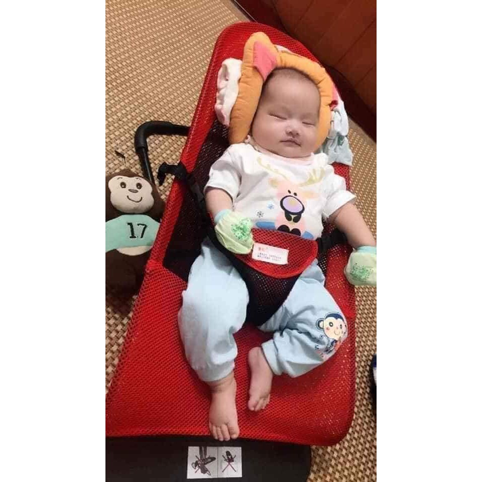 Ghế nhún tạo rung lưới thoáng khí gối đầu - ghế rung nhún đa năng cho bé nằm chơi ngủ uống sữa vô cùng thích thú