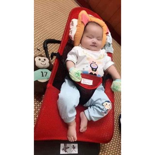 Ghế nhún tạo rung lưới thoáng khí gối đầu - ghế rung nhún đa năng cho bé nằm chơi ngủ uống sữa vô cùng thích thú
