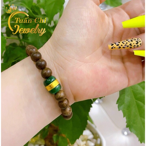 ☘𝑯𝑨̀𝑵𝑮 Đ𝑬̣𝑷☘ Vòng Tay Trầm Hương Kết Hợp Lu Thống Xanh Sang Trọng, Đẳng Cấp, Vòng Đôi May Mắn