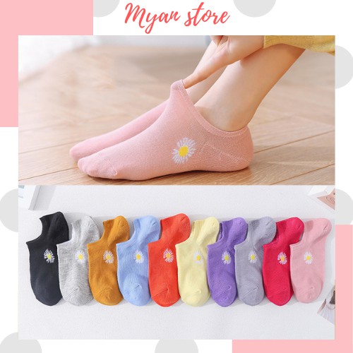 Tất hoa cúc hot trend, tất nữ cổ thấp nhiều màu - Myan Store