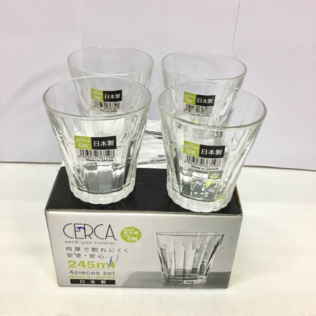 Set 4 cốc thủy tinh 245ml kẻ sọc