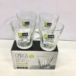 Set 4 cốc thủy tinh 245ml kẻ sọc