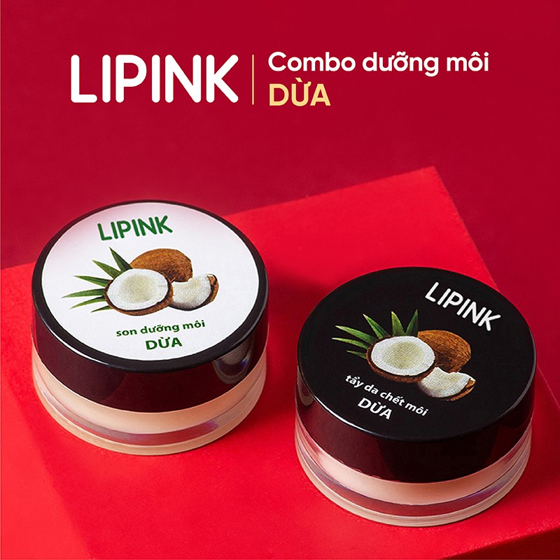 Combo dưỡng môi LIPINK Dừa - Dưỡng môi mềm mịn và hồng hào tự nhiên, ngăn ngừa bong tróc, thâm sạm môi