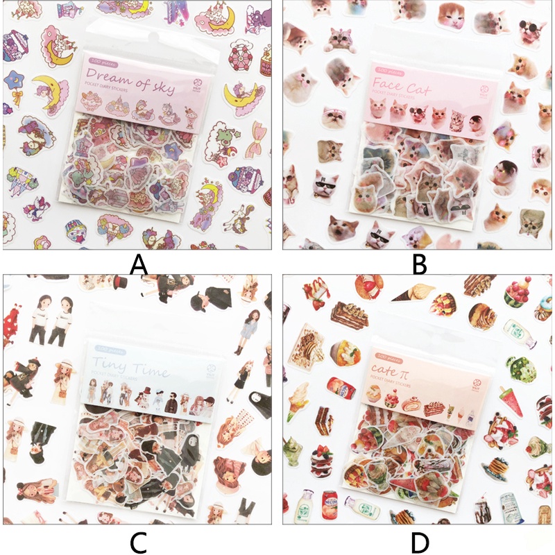 Set 100 nhãn dán hoạt hình xinh xắn trang trí sổ tay/đồ thủ công