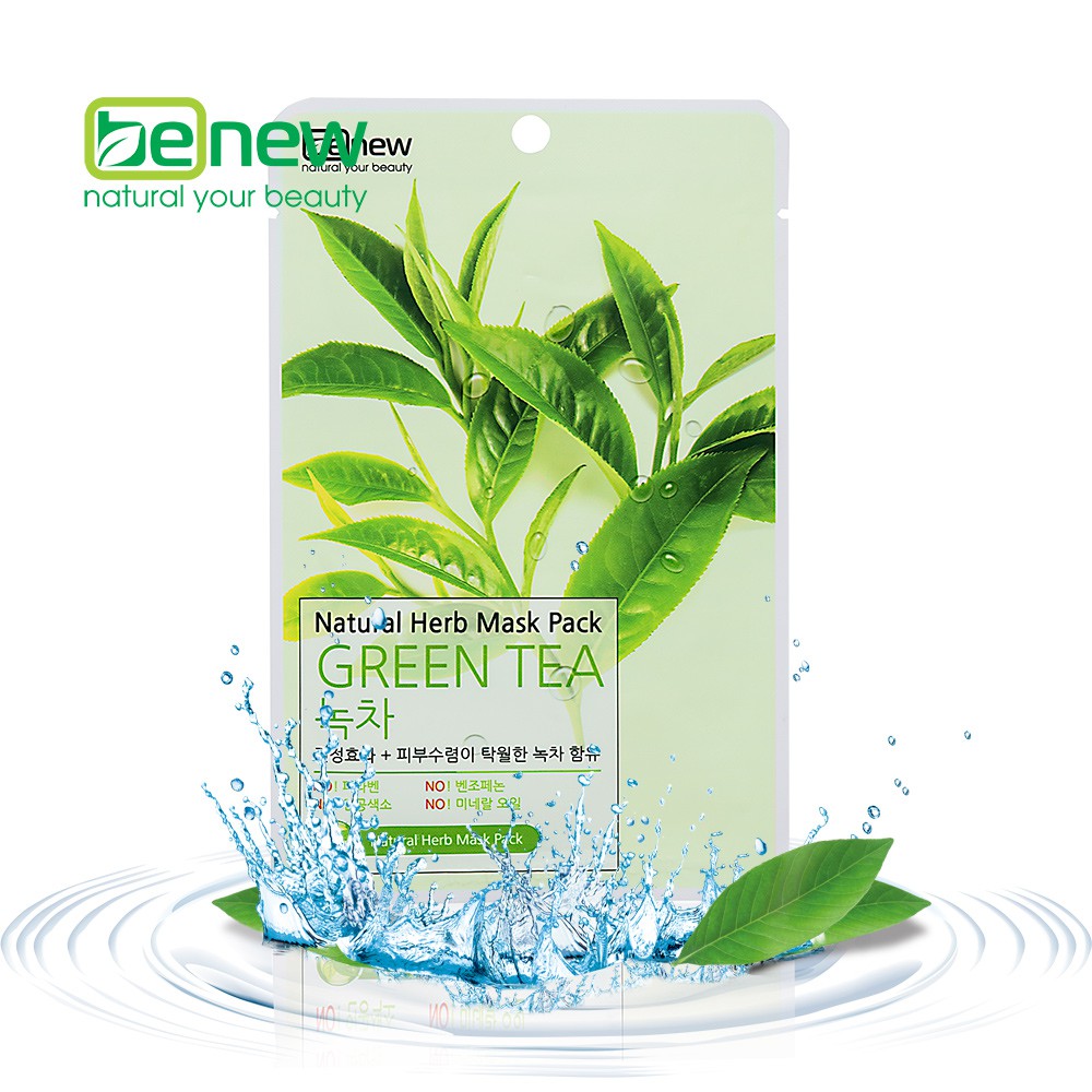 Miếng đắp mặt nạ trà xanh Benew Natural Herb Mask Pack Green Tea 22ml