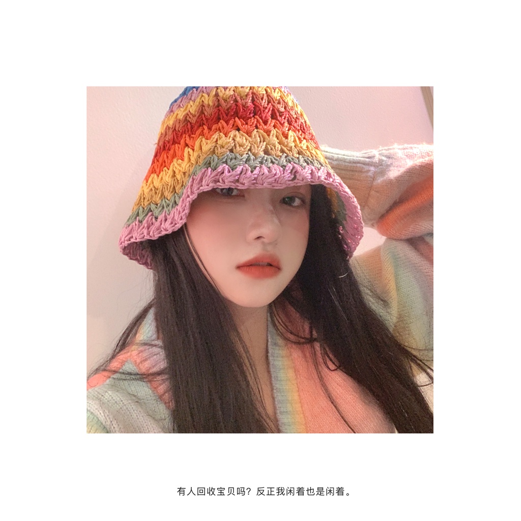 Nón Vành Tròn Đan Rơm Che Nắng Phong Cách Nhật Bản Thời Trang Mùa Hè