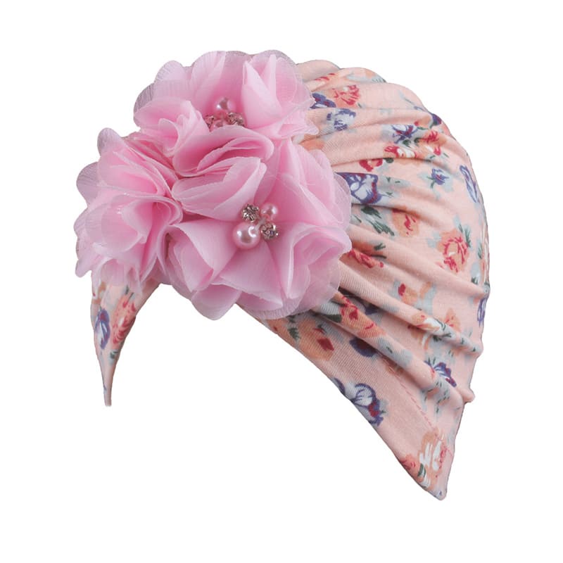 Mũ turban đính hoa xinh xắn cho bé gái dễ thương xinh xắn