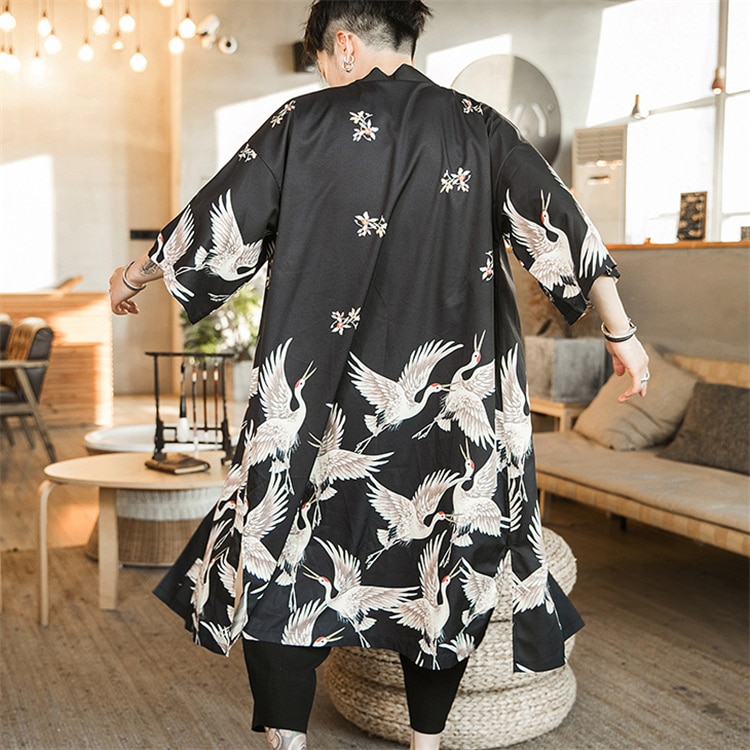 Áo khoác nam kimono thời trang áo khoác dài cardigan truyền thống Nhật Bản áo khoác yukata Hao đan Áo khoác nam áo khoác giản dị