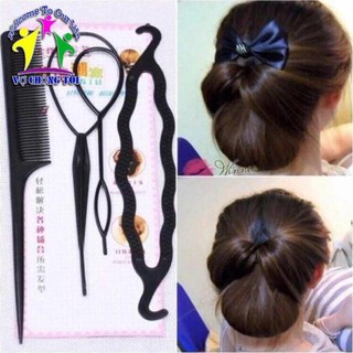 Phụ kiện tóc nữ dự tiệc bộ tạo kiểu cho cô dâu dụng cụ búi tóc cho bé gái bộ 4 món làm tóc đa năng - VỢ CHÔNG TÔI