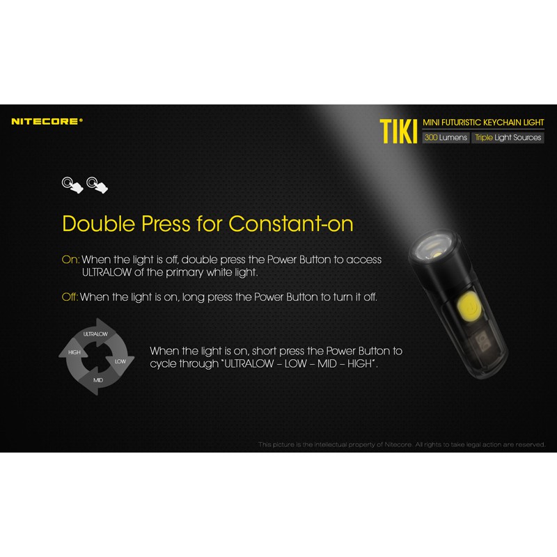 Nitecore Đèn Pin mini Tia uv p8 led 300 lumens Tích Hợp Sạc usb Tiện Dụng Dùng Ngoài Trời