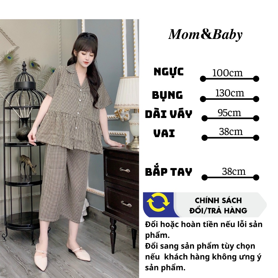 Bộ đồ bầu cộc tay M392 chất đũi cotton freesize từ 45 đến 70kg