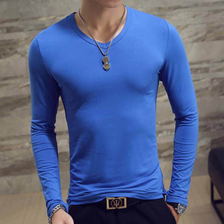 Áo nam dài tay cổ chữ V màu trơn size M-3XL