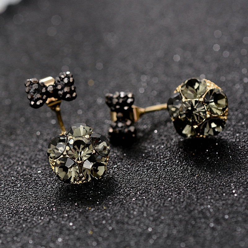 Khuyên Tai Bạc 925 Đính Nơ Và Quả Cầu Kim Cương Thời Trang Hàn Quốc Cho Nữ