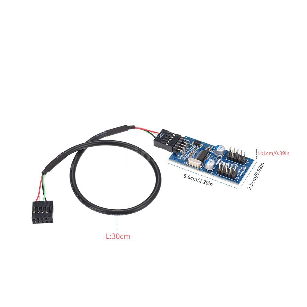 yins♥Motherboard 9Pin USB Header to 2 Male Adapter Card USB2.0 9Pin to Dual 9Pin   Connector Splitter