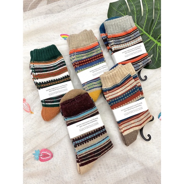 TẤT CAO CỔ NAM VỚ CAO CỔ NỮ TẤT VỚ VINTAGE UNISEX QUẢ TRÁM THỔ CẨM TONE CAM