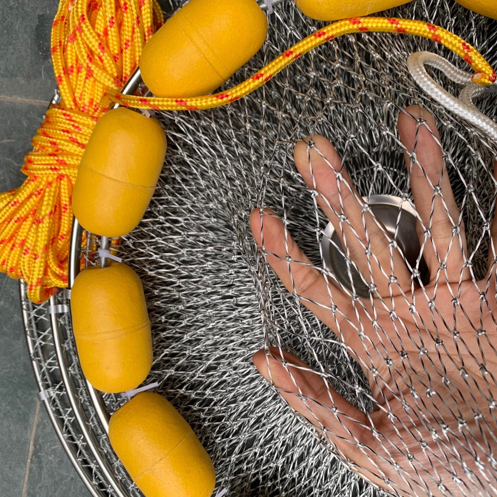 Giọ cá 14 phao vàng khung inox