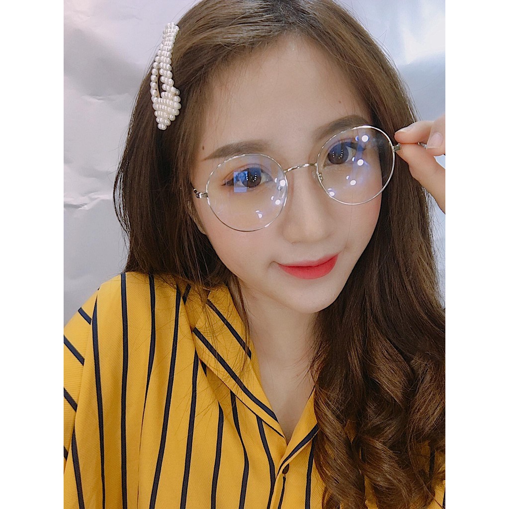 Gọng kính cận nam nữ tròn vintage càng kim loại thanh mảnh dễ thương Lani 72323 - Lắp mắt cận có độ theo yêu cầu