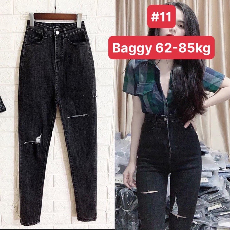 quần baggy bigsize nữ , quần jean bigsize đen lưng cao co giãn 4 chiều (mã #11)