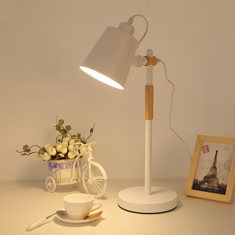 Đèn học, đọc sách màu trắng phối gỗ decor kiểu Hàn Belledecor