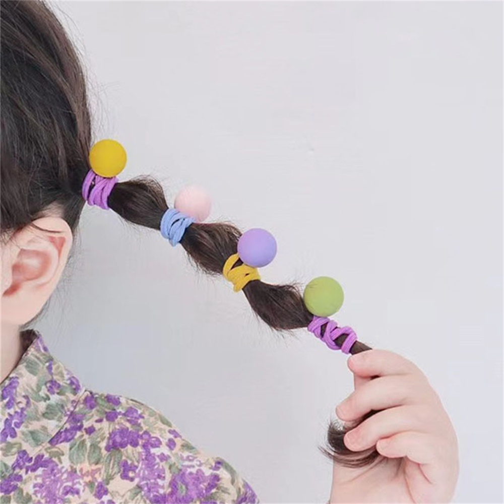 Set 10 Dây Buộc Tóc Cao Su Co Giãn Mặt Nhám Họa Tiết Hoạt Hình Dễ Thương Cho Nữ