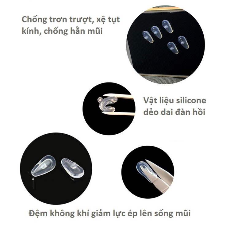 Đệm mũi không khí chống trơn trượt, hằn vết thâm, giảm áp lực lên sống mũi (1 cặp)