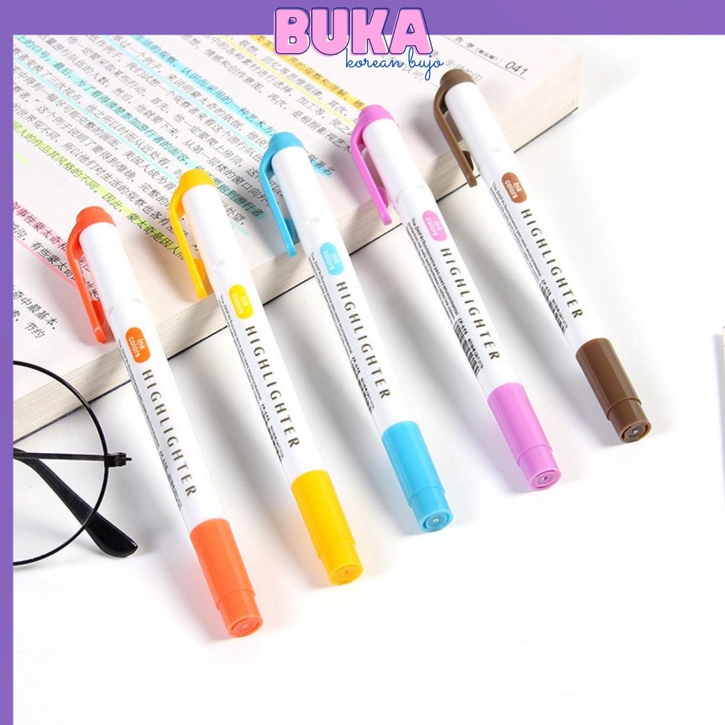 Set 5 bút đánh dấu 2 đầu ShiPai - dupe Midliner, Phụ kiện văn phòng phẩm Buka