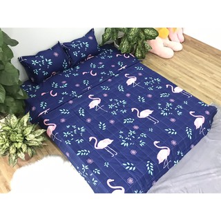 Bộ Chăn Trần Bông Ga Gối Poly 1m8 rẻ nhất sài gòn dây hạc xanh