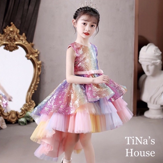 Đầm Dạ Hội Cao Cấp TiNa’s House: Dáng Đuôi Tôm Chân Váy Nhiều Tầng Cho Bé Từ 01-08Tuổi.