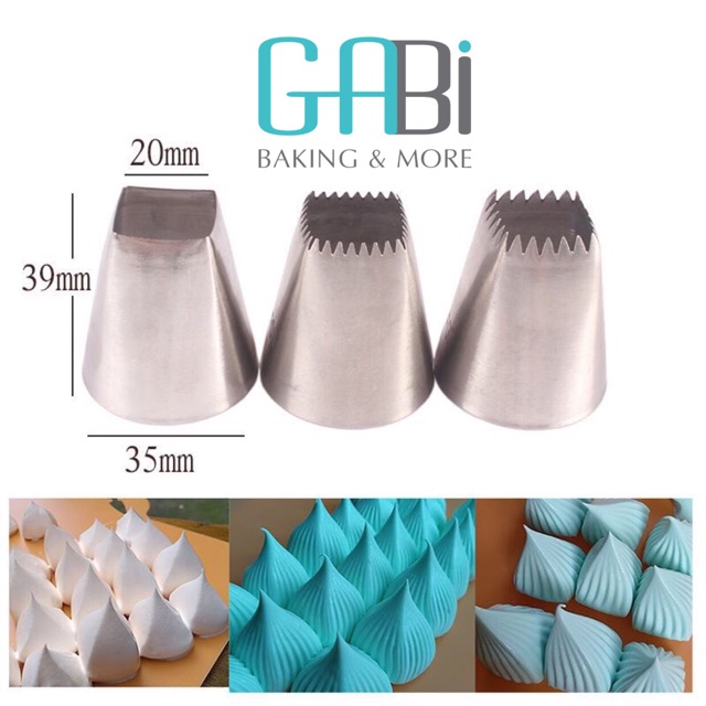 Set 3 đui bắt kem vuông inox làm bánh