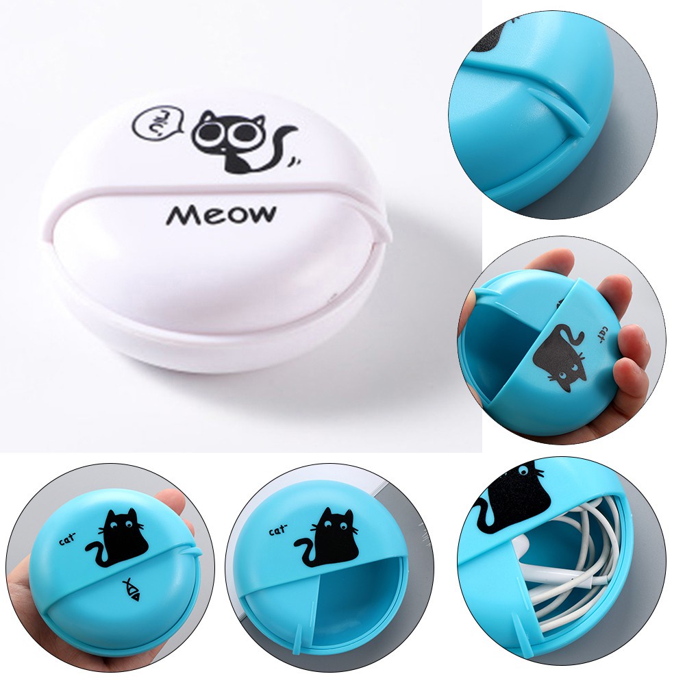 Hộp tròn đựng bảo vệ dây cáp/tai nghe/trang sức bằng abs cứng dạng xoay tiện lợi