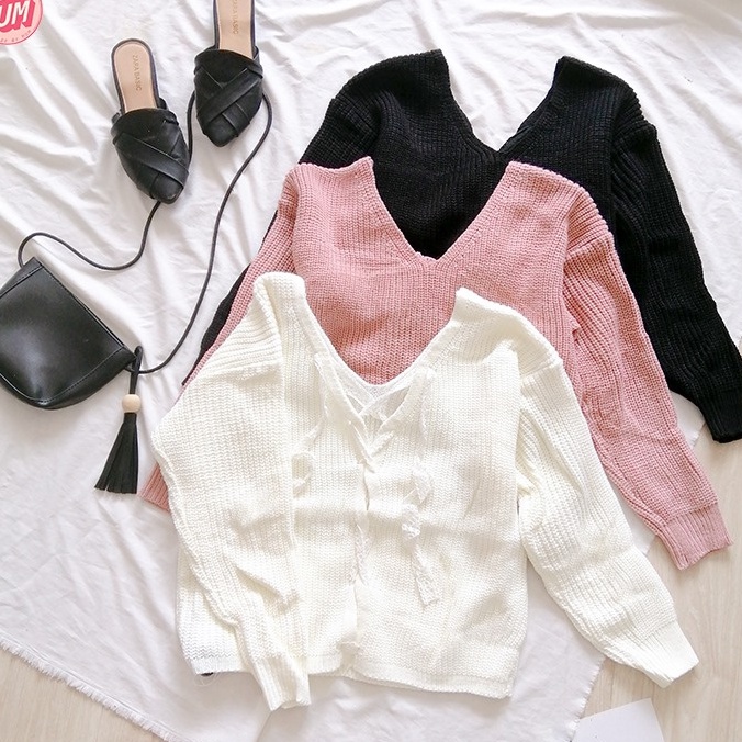 Áo Len Tay Dài Đan Dây Lưng Trendy
