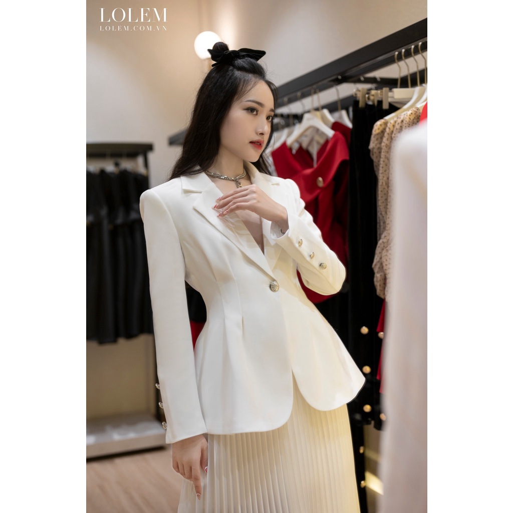 Áo vest nữ blazer công sở thiết kế trượt xếp ly eo 1 nút LOLEM AKNB015