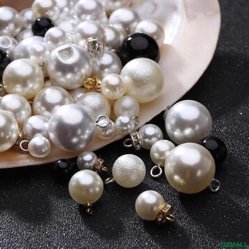 Nút Ngọc Trai Tròn Chất Liệu Chiffon Dùng Để Trang Trí Quần Áo/Mũ/Đầm DIY