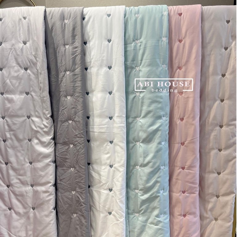 Chăn hè cotton lụa thêu tim cao cấp mềm mịn, 2mx2m2