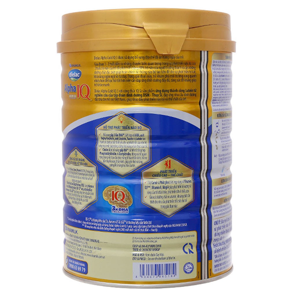 Sữa Bột Vinamilk Dielac Alpha Gold IQ 3 - Hộp 850g