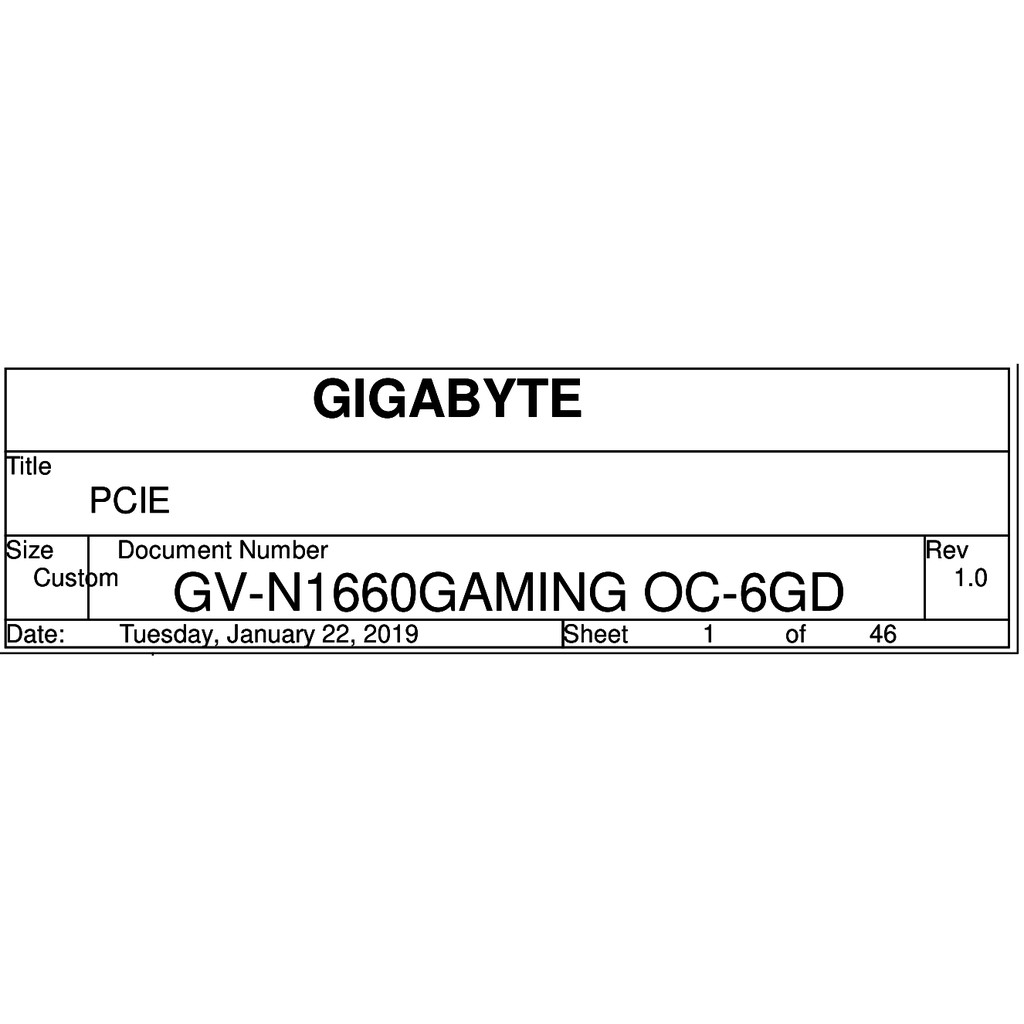 Sơ đồ mạch card Gigabyte GV-N1660GAMING OC-6GD Rev 1.0 GV 1660 GAMING OC 6GD