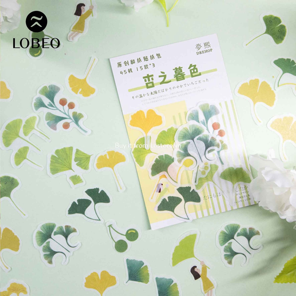 [LỖ STORE] Sticker hình dán Dehop 45 miếng tông vàng xanh