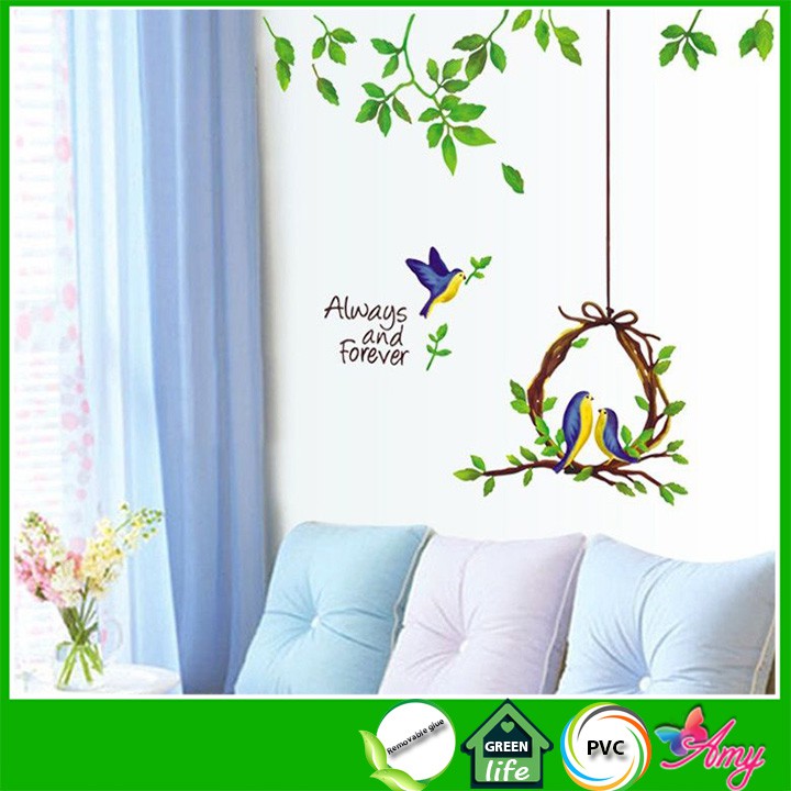 Decal dán tường 3D [THANH LÝ] trang trí nhà cửa tranh Tổ chim - DH046
