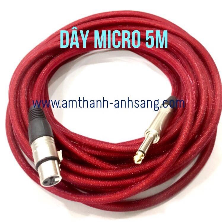 Dây micro dài 5m dây tín hiệu micro Mic karaoke dây Jack 6ly dài rắc canon cai giắt âm thanh